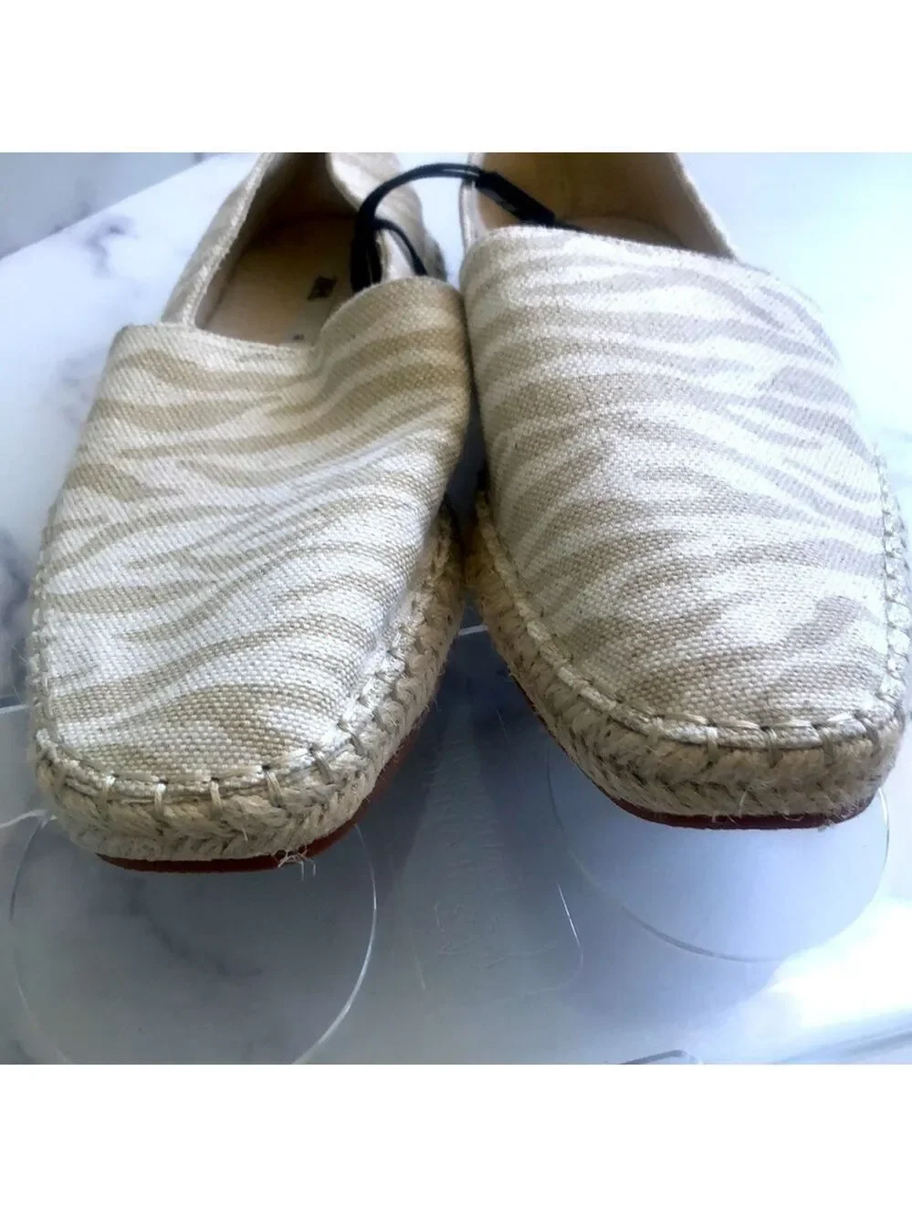Zara Low Heel Cream  Zebra Animal Print Espadrilles Size EUR 41 US 10 NWT